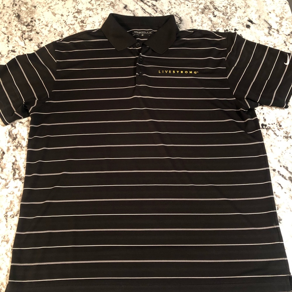 Mens Black Nike Golf shirt-  Large Livestrong- Dri Fit - Black